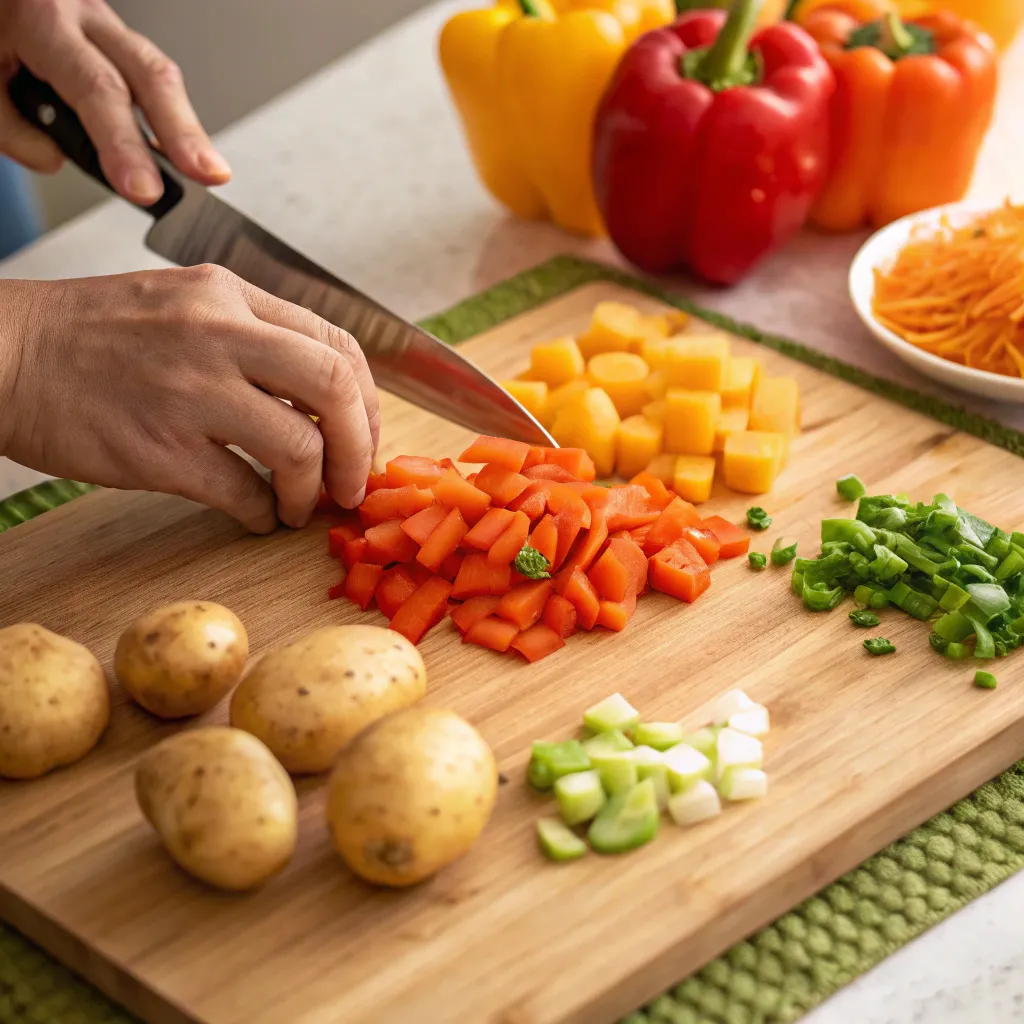 Step-by-Step Instructions for Slow-Cooked Vegetable Curry : Prepare the Veggies